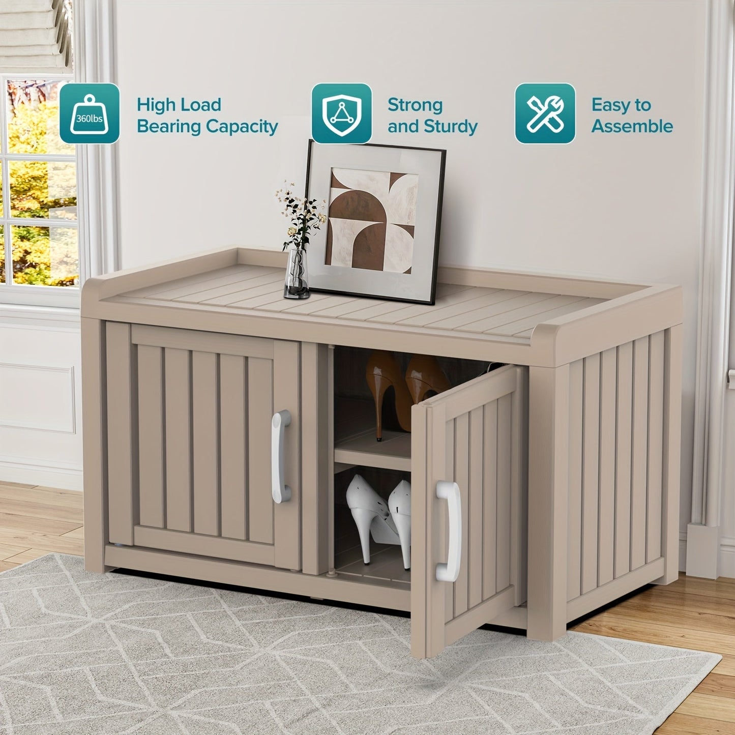 Outdoor Storage Bench shown in the Light Brown31.89*17.32*17.91' option
