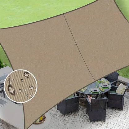 Sun Shade Sail shown in the Taupe, 8'x10' option
