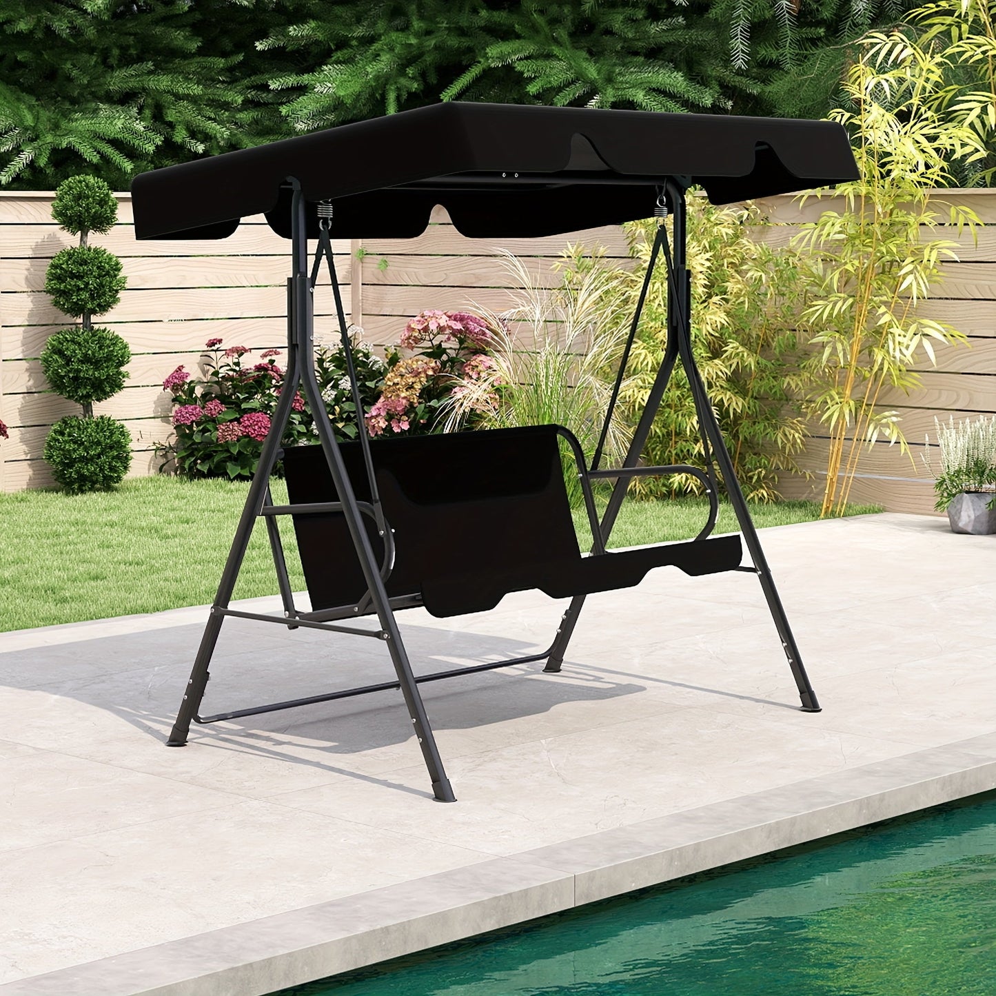 Outdoor Swing Glider shown in the Black option
