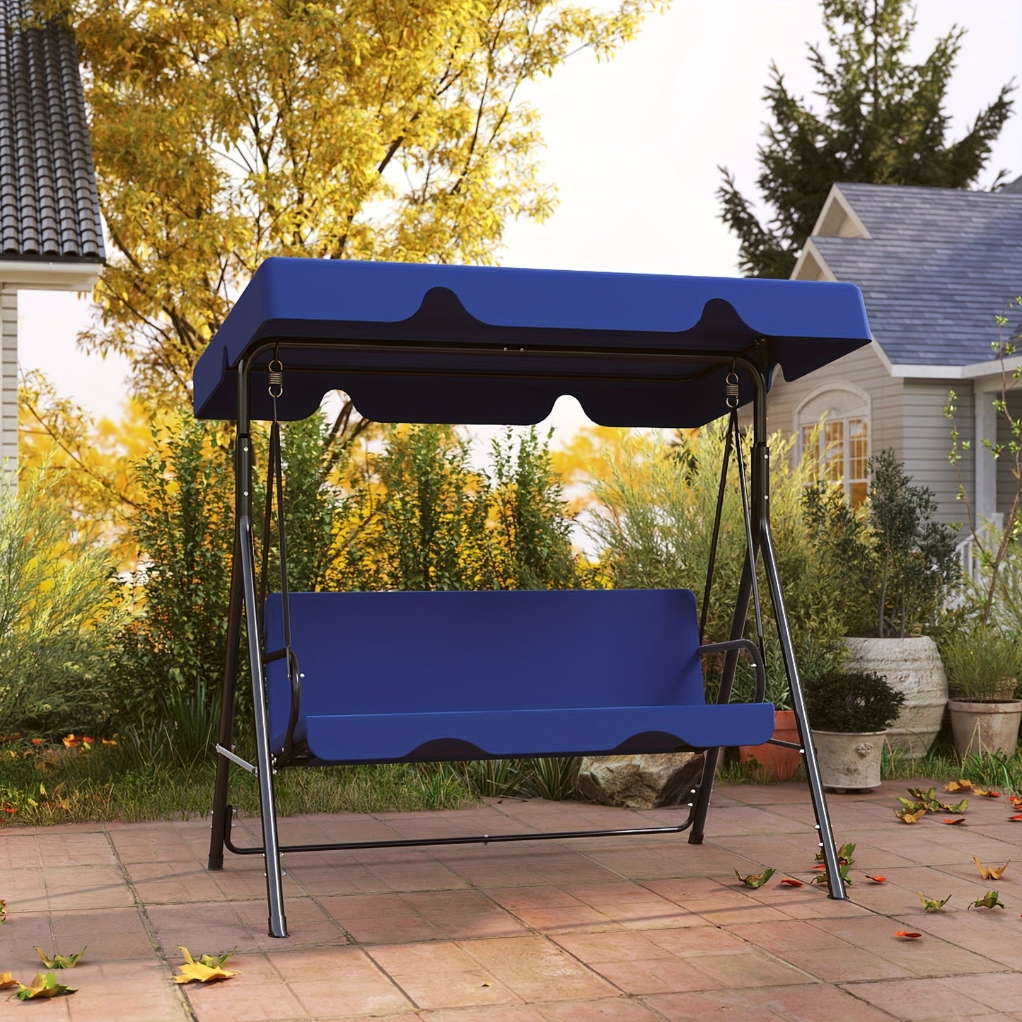 Outdoor Swing Glider shown in the Blue option