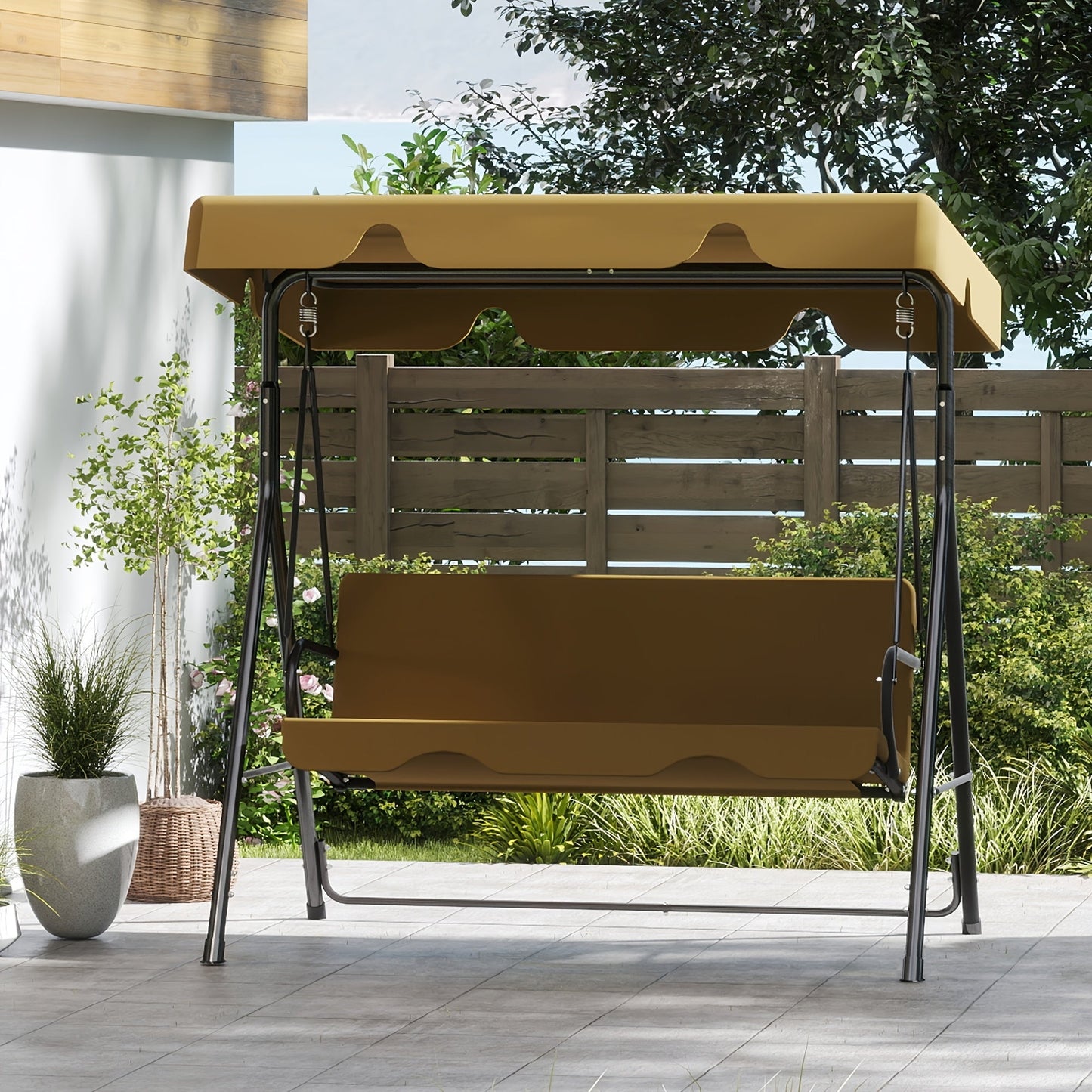 Outdoor Swing Glider shown in the Coffee Brown option