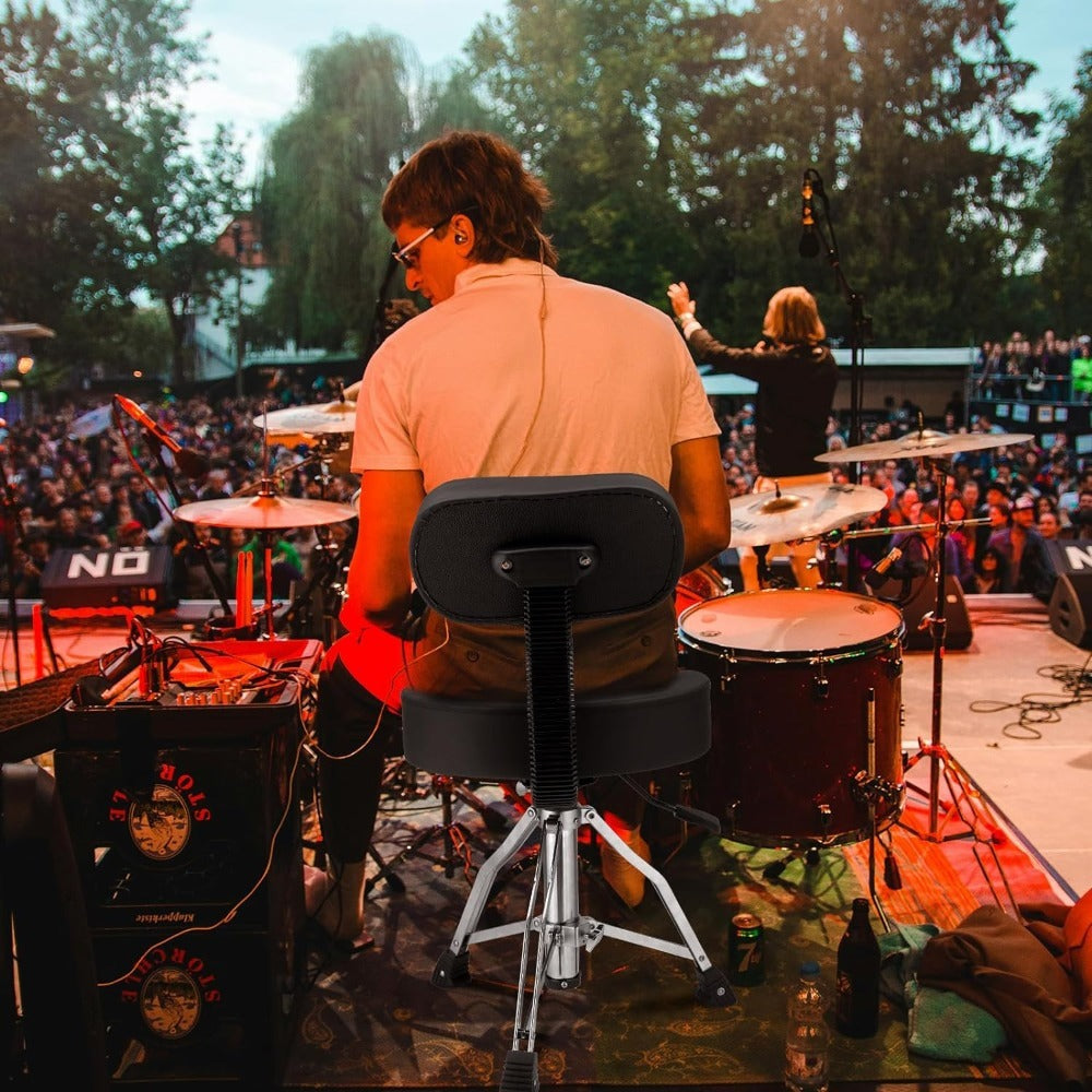 Oversized Drum Throne with Backrest, Adjustable Motorcycle-Style Seat detail image