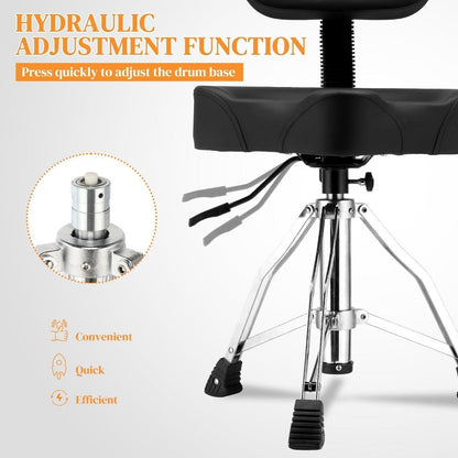 Oversized Drum Throne with Backrest, Adjustable Motorcycle-Style Seat detail image - detail view 6