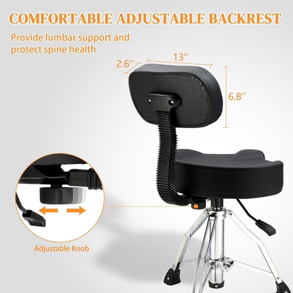 Oversized Drum Throne with Backrest, Adjustable Motorcycle-Style Seat detail image - detail view 7
