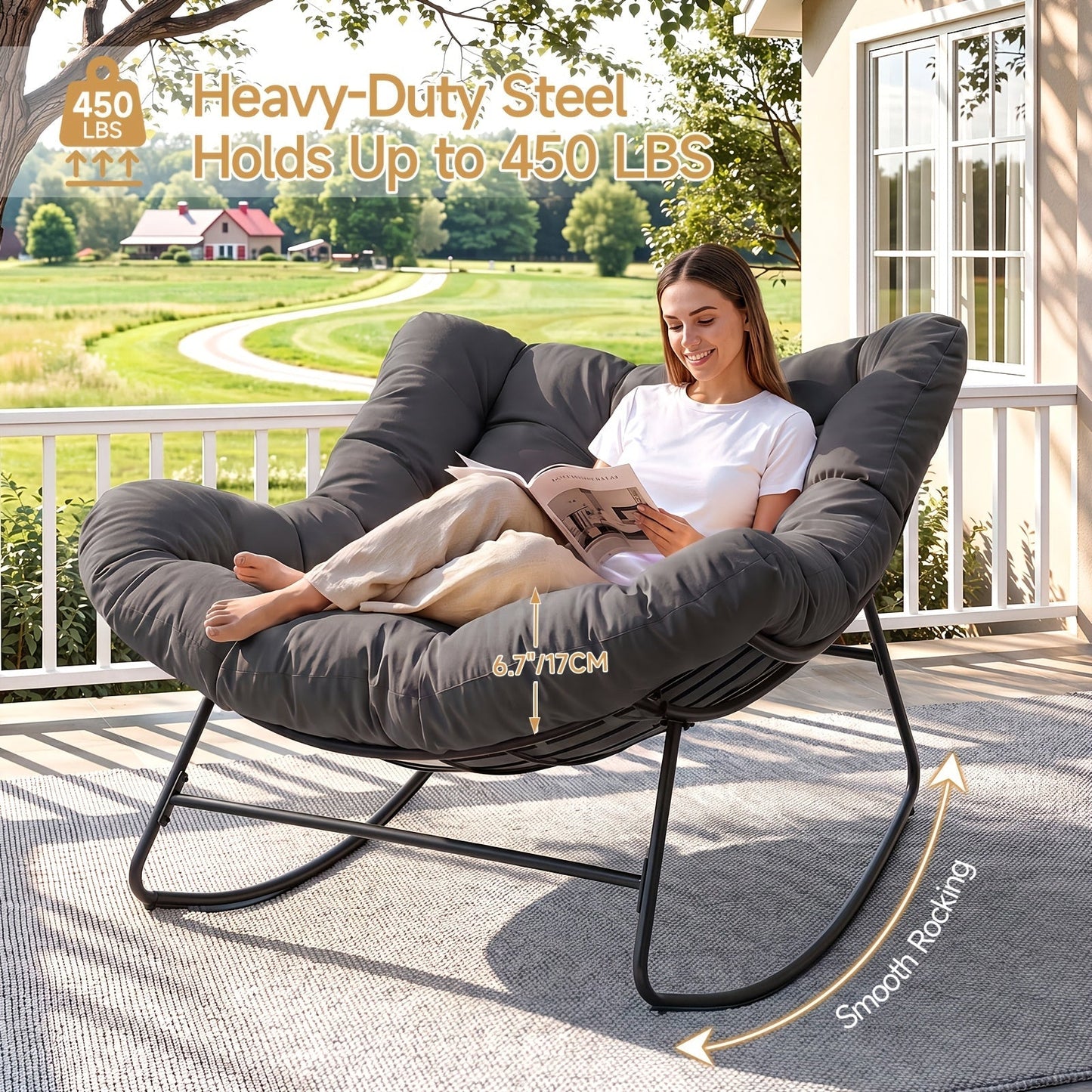 Outdoor Rocking Chair shown in the Dark Gray option