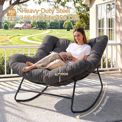 Oversized Outdoor Rocking Chair with Weather-Resistant Finish detail image - detail view 4