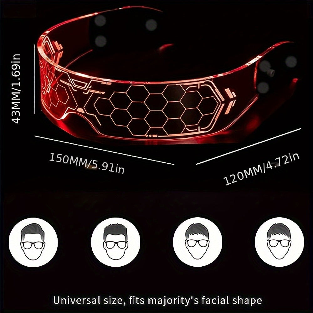 Party Accessories - LED Light Up Glasses 2 Pack 7 Colors 4 Lighting Modes Honeycomb Visor - product detail view 2