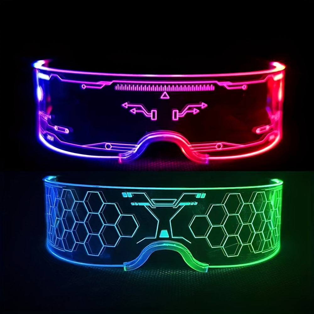Party Accessories - LED Light Up Glasses 2 Pack 7 Colors 4 Lighting Modes Honeycomb Visor - product detail view 11