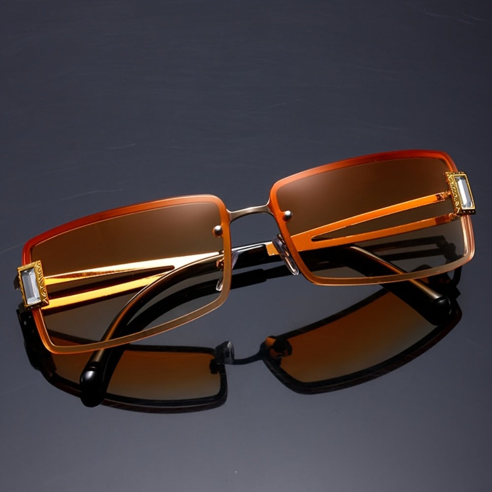 Party Glasses - Rhinestone Men Women Square Luxury Hip Hop Gradient Color Change Fashion - product detail view 9