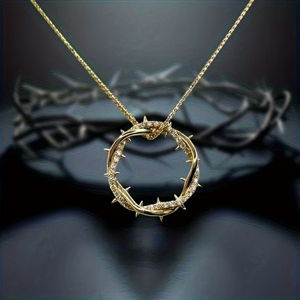 Pendant Necklace - Moissanite Ring 925 Silver 1 Carat Thorn Design Sparkling Diamond - product detail view 3