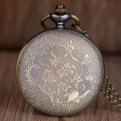 Pendant Necklace - Pocket Watch for Men Bronze Antique Indian Portrait Design Quartz Fob - product detail view 4