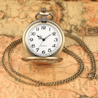 Pendant Necklace - Pocket Watch for Men Bronze Antique Indian Portrait Design Quartz Fob - product detail view 6