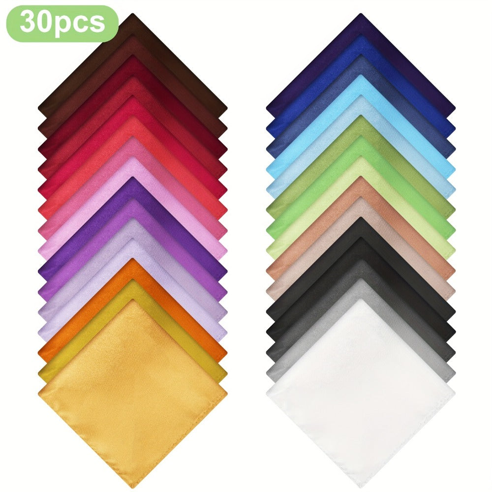 Pocket Squares - Square Set 30 Pack for Men Solid Color Handkerchiefs Soft Quick-Dry Fabric - product detail view 3