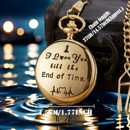 Pocket Watch - with Fob Chain I Love You Till the End of Time Romantic Engraved Gift for - product detail view 3