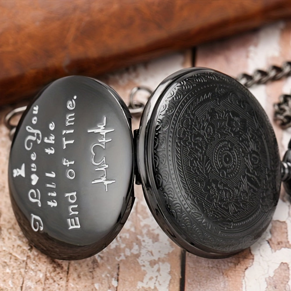 Pocket Watch - with Fob Chain I Love You Till the End of Time Romantic Engraved Gift for - product detail view 6
