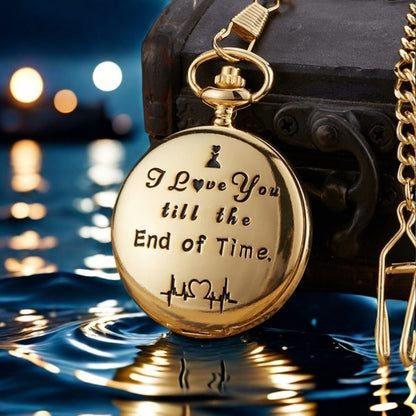 Pocket Watch - with Fob Chain I Love You Till the End of Time Romantic Engraved Gift for - product detail view 7