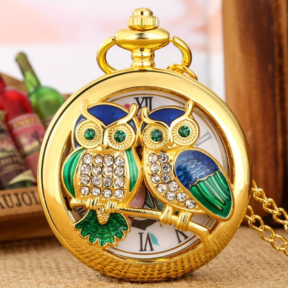 Pocket Watch - Necklace Owl Design Golden Hollow Handicraft Quartz Sweater Chain Pendant - product detail view 8