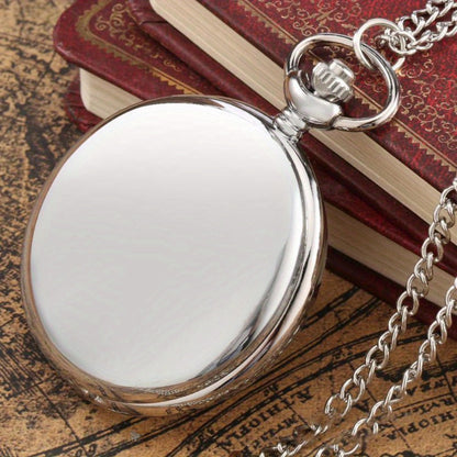 Pocket Watch - Steampunk Necklace Pendant Retro Vintage Quartz Clock Smooth Zinc Alloy - product detail view 3
