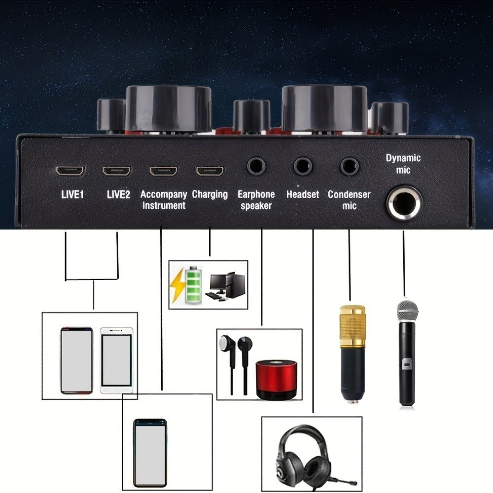 Podcast Equipment Set, Wired Microphone, BM800 Podcast Condenser Microphone And V8 Sound Card, Voice Changer-Audio Interface - Suitable for Recording, Singing, Streaming Media And Games detail image - detail view 7