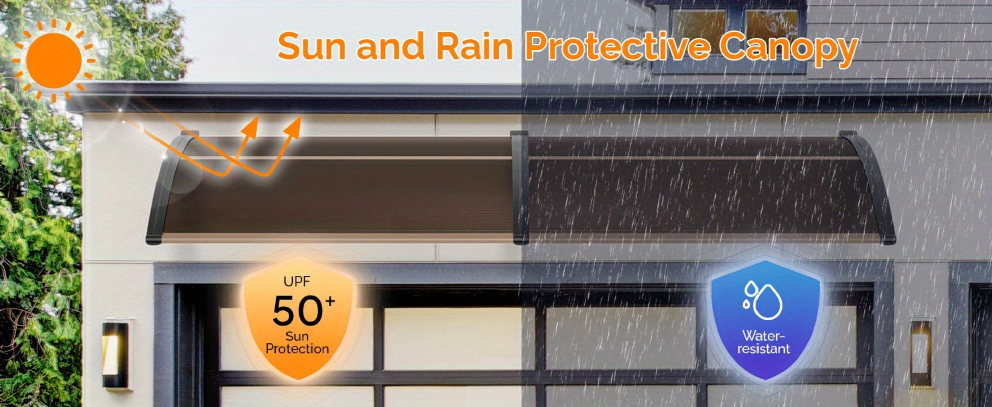 Polycarbonate Door Canopy Awning for Outdoor Shade and Protection in Patio detail image - detail view 12