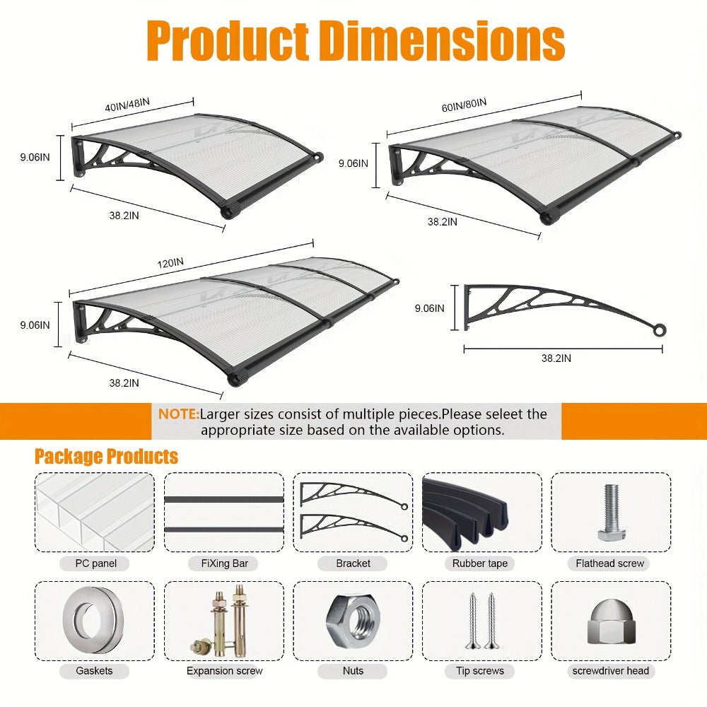 Polycarbonate Window Awning with UV Protection and Modular Design for Patio detail image - detail view 14