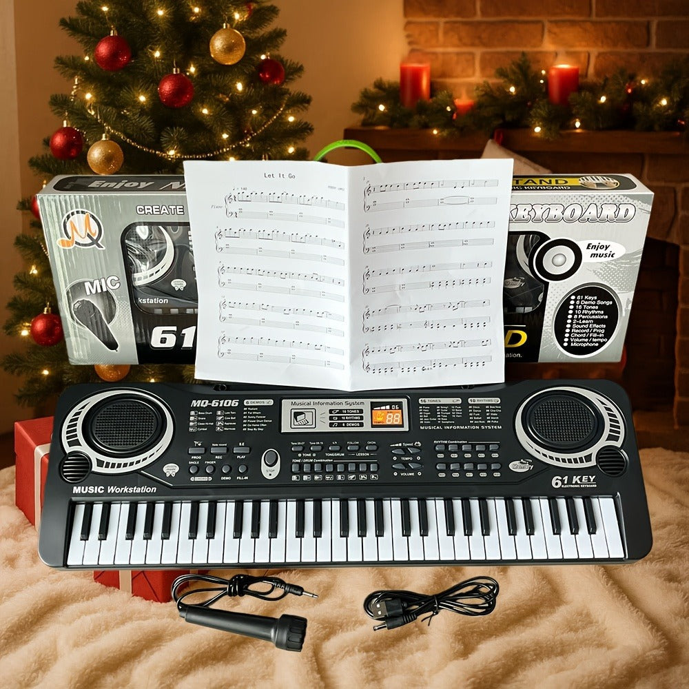 Portable Electronic Keyboard, Piano Keyboard, USB, 61-Key, Piano, Set for Beginner Lessons detail image - detail view 3