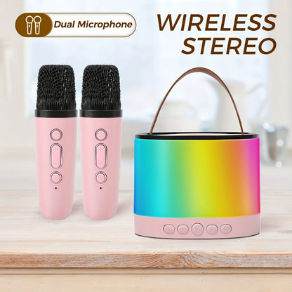 Portable Karaoke Speaker with 2 Wireless Mics, LED Lights and TWS detail image - detail view 5