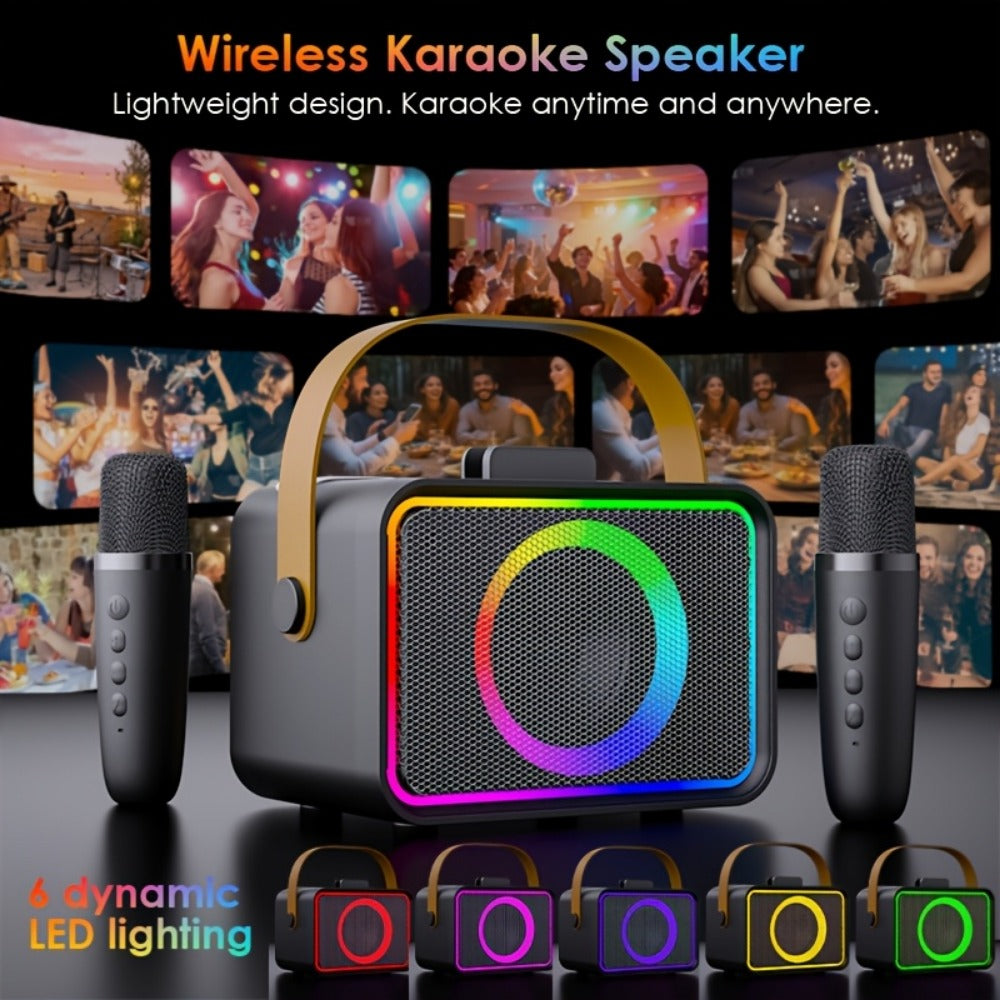 Portable PA Speaker, Black, Wireless, USB, Karaoke, Machine, Microphones for Parties detail image - detail view 5