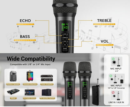 Portable PA Speaker, Dark Gray, Wireless, Dynamic, Dual, Microphones for Parties detail image - detail view 8