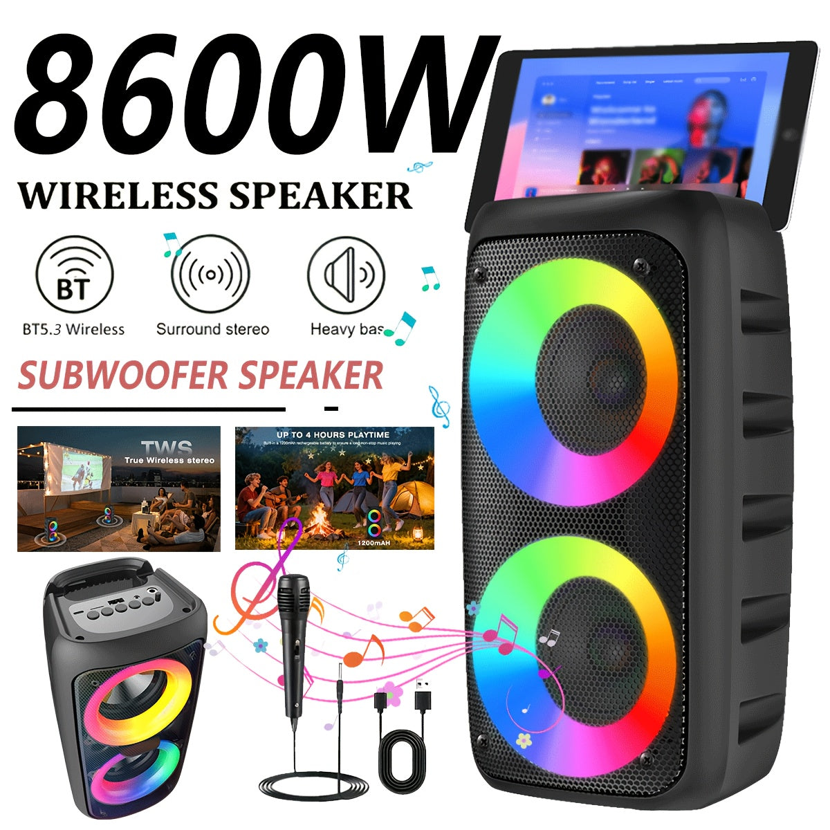Portable PA Speaker shown in the Black+1 Microphone option