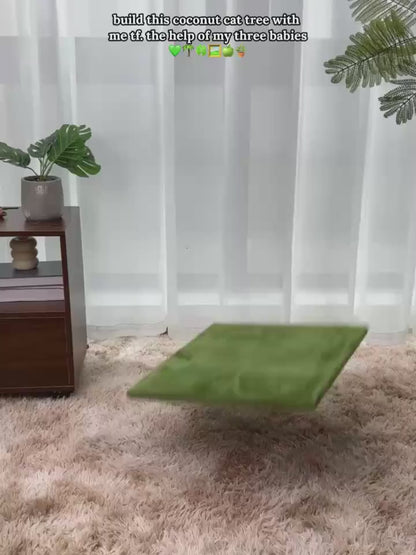 Cat Tree 55" Large Multi-Level Cat Tower for Indoor Cats with Green Leaves, Hammock, Sisal Scratching Posts & Hanging Ball Toy