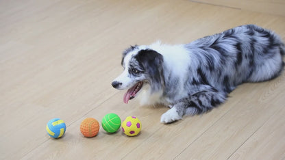 Latex Squeaky Dog Balls 4 Pack Soft Bouncy Sport Fetch Balls for Puppies & Small Dogs – 2.8 Inch Vibrant Color Chew Throw & Fetch Toy Set