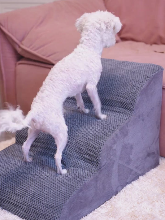 Dog Stairs for High Beds & Sofa – Extra Wide Foam Pet Steps with Non-Slip Bottom, Soft Cushioned Dog Ramp for Couch, Ideal for Small Dogs