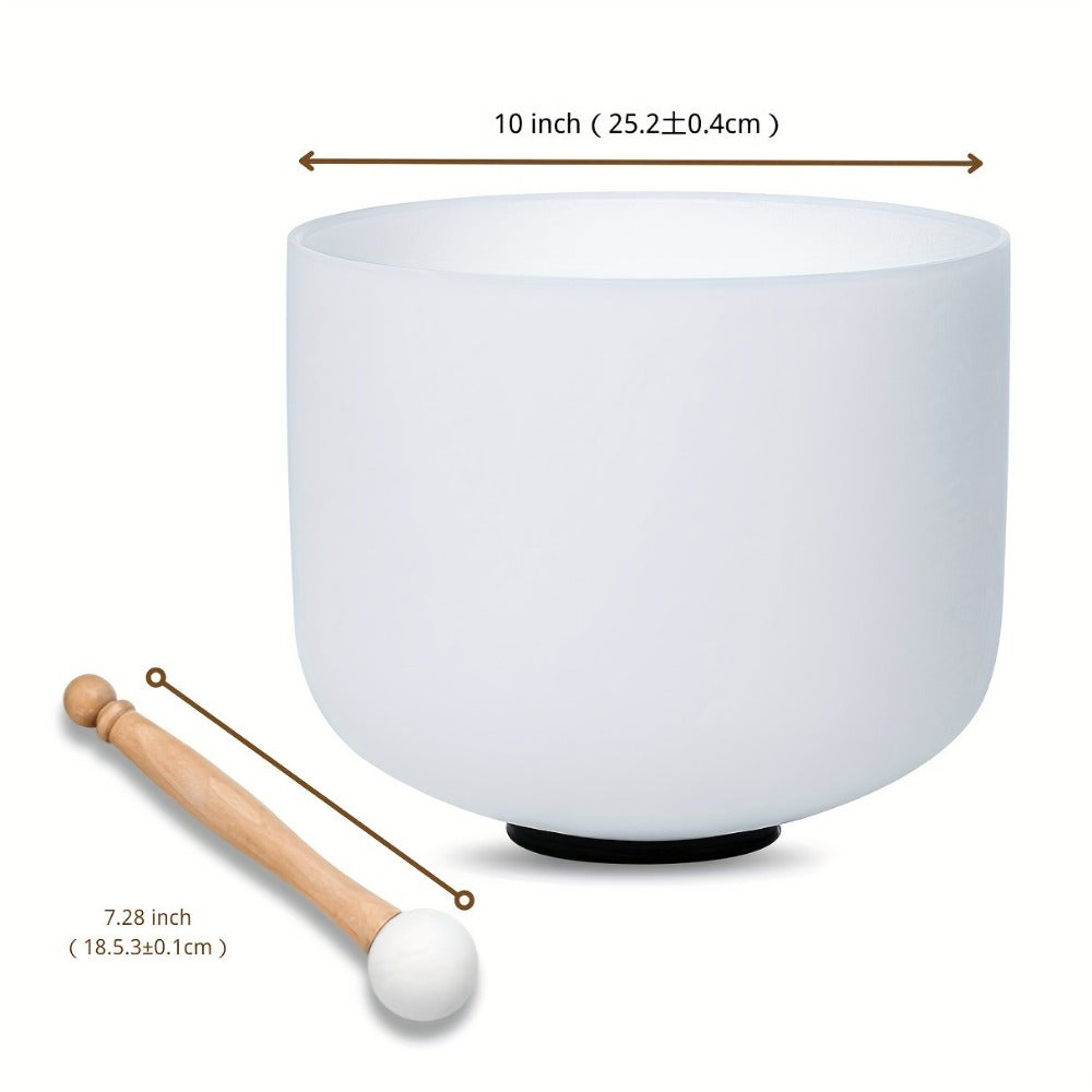 Quartz Crystal Singing Bowl, 10-Inch White Sound Bowl with Mallet detail image