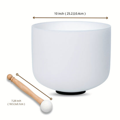 Quartz Crystal Singing Bowl, 10-Inch White Sound Bowl with Mallet detail image