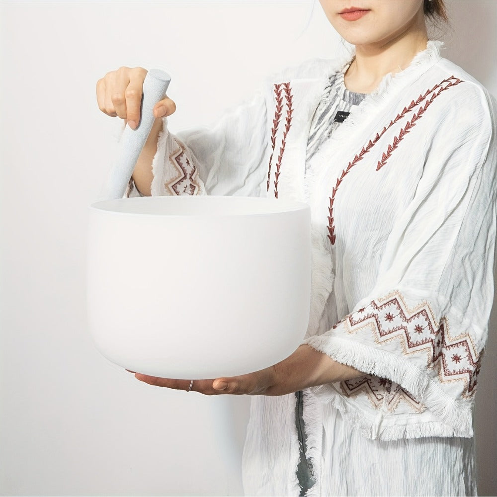 Quartz Crystal Singing Bowl, 10-Inch White Sound Bowl with Mallet detail image - detail view 3