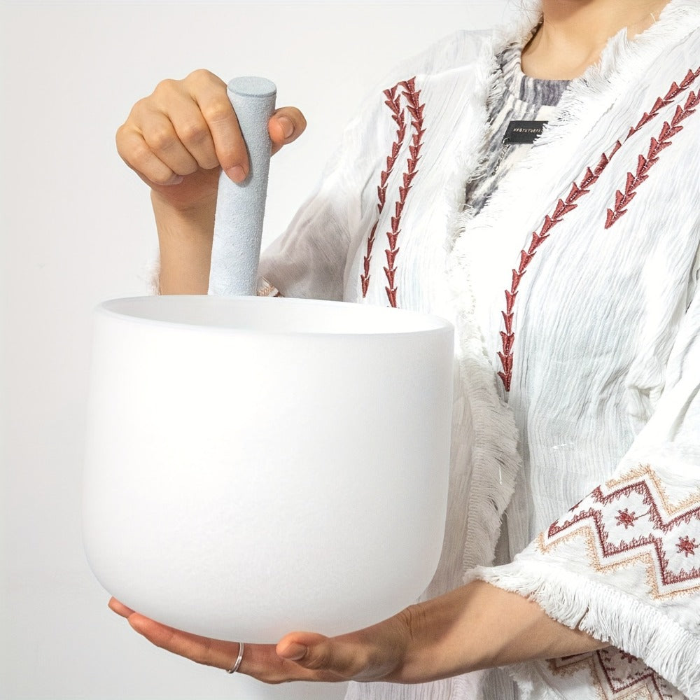 Quartz Crystal Singing Bowl, 10-Inch White Sound Bowl with Mallet detail image - detail view 5