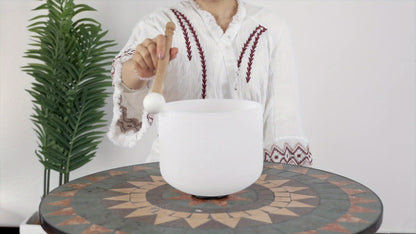Quartz Crystal Singing Bowl, 10-Inch White Sound Bowl with Mallet detail image - detail view 6