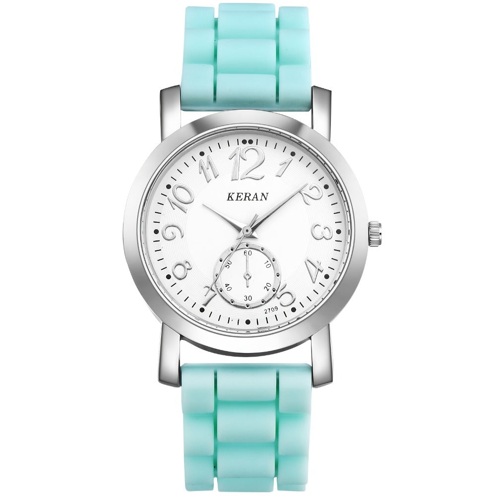 Quartz Watch - Jelly Silicone Strap Analog Wristwatch Unisex Teens Colorful Candy Color - product detail view 6