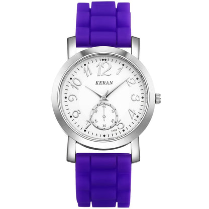 Quartz Watch - Jelly Silicone Strap Analog Wristwatch Unisex Teens Colorful Candy Color - product detail view 9