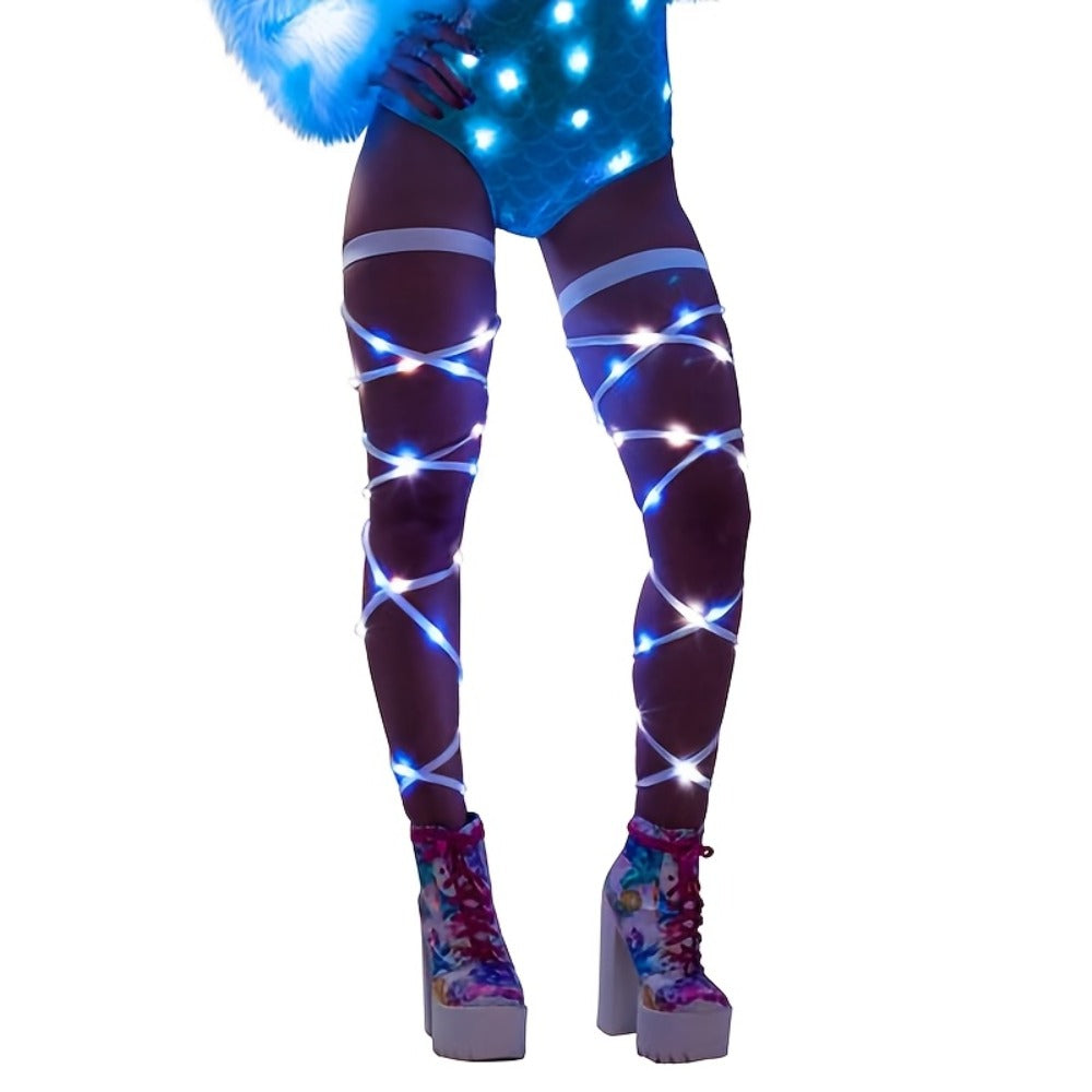 Rave & Festival Accessories - Leg Wraps Light Up Cyberpunk Neon Garter Elastic Costume Accessory Set for - product detail