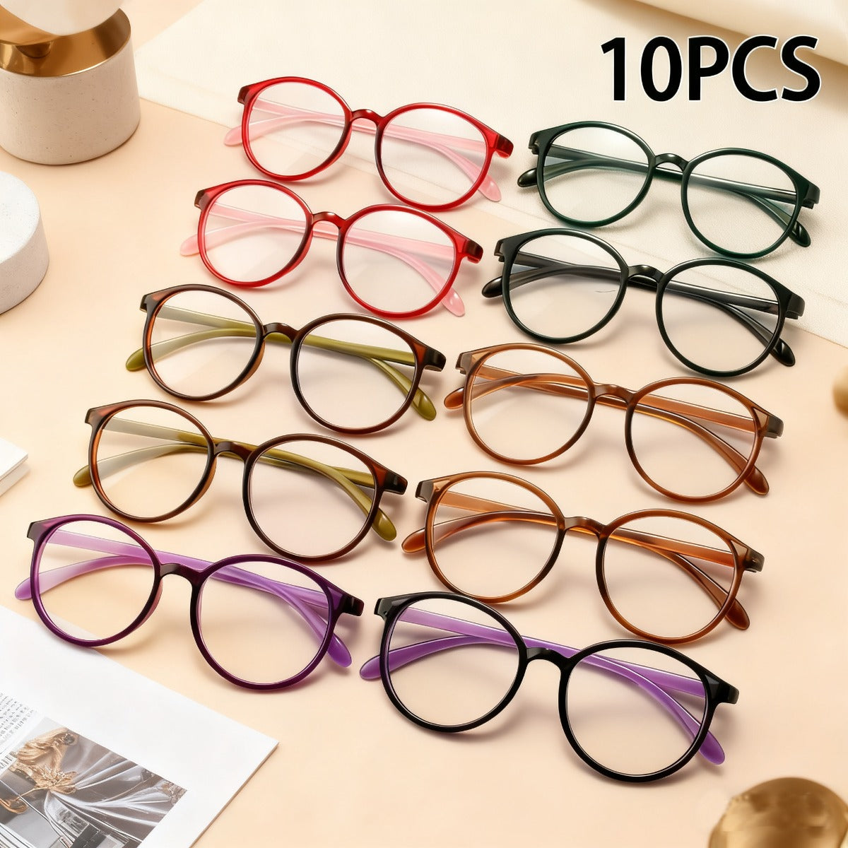 Reading Glasses - 10 Pack Bulk Multicolor Men Women High Magnification +1.00 to +4.00 - product detail view 7