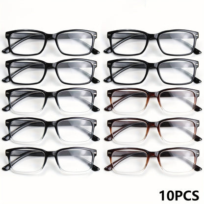Reading Glasses - 10 Pack Ultra Light Square Frame HD Clear Lenses Vintage Metal Accents - product detail view 13