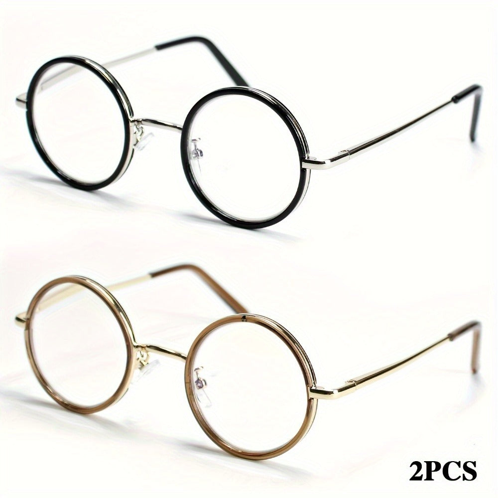 Reading Glasses - 2 Pack Metal Round Frame Spring Hinge for Men Women Lightweight Stylish - product detail view 2