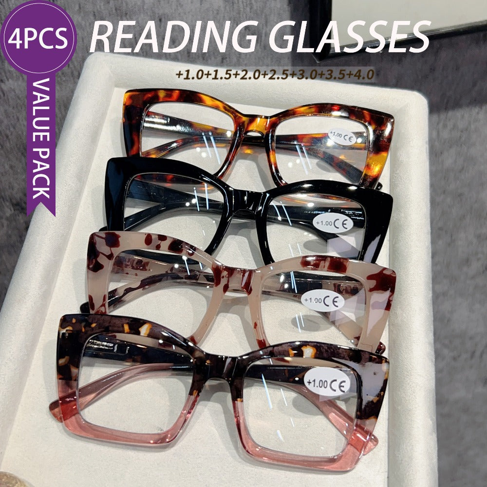 Reading Glasses - 4 Pack Cat Eye Oversized Frames for Men & Women Sturdy Spring Hinges - product detail view 8