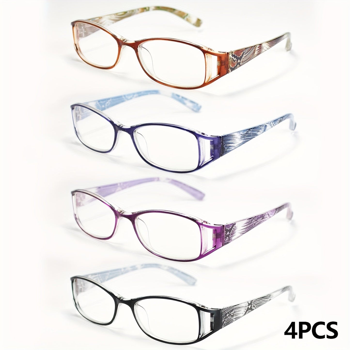 Reading Glasses - 4 Pairs Multicolor Rectangular Frame Presbyopia Readers Men Women +1.0 to - product detail view 13
