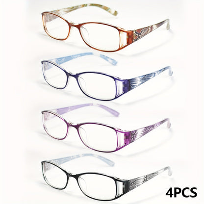 Reading Glasses - 4 Pairs Multicolor Rectangular Frame Presbyopia Readers Men Women +1.0 to - product detail view 16