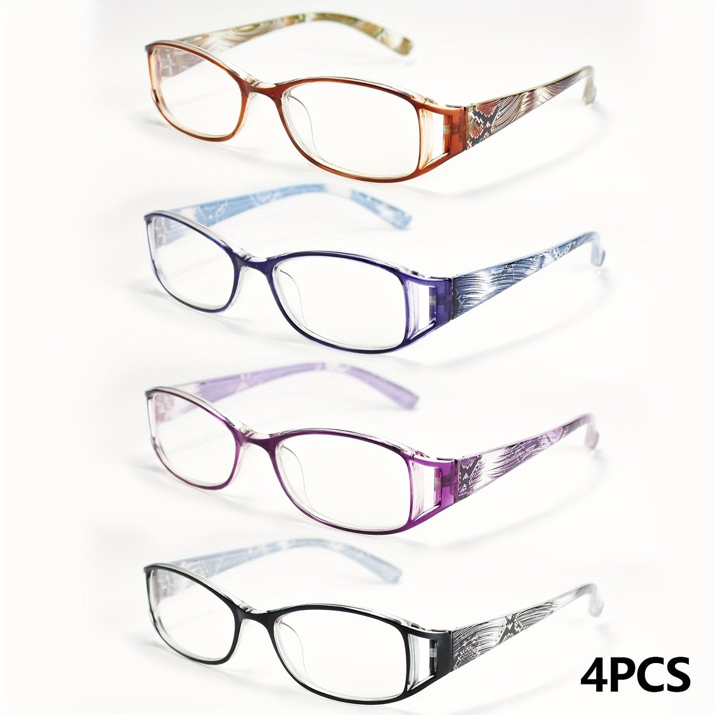 Reading Glasses - 4 Pairs Multicolor Rectangular Frame Presbyopia Readers Men Women +1.0 to - product detail view 17