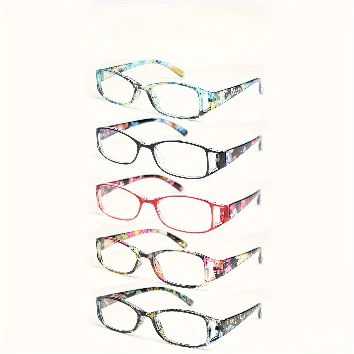 Reading Glasses - Women 5 Pack Fashion Hollow Graffiti Print Small Frame Readers +1.00 to - product detail view 4