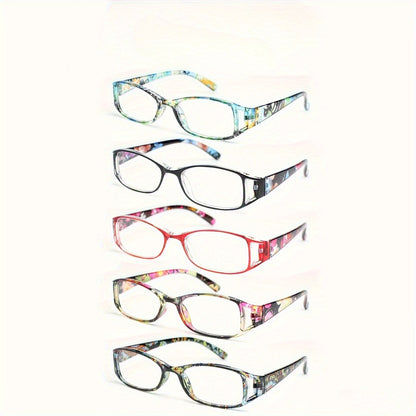 Reading Glasses - Women 5 Pack Fashion Hollow Graffiti Print Small Frame Readers +1.00 to - product detail view 4